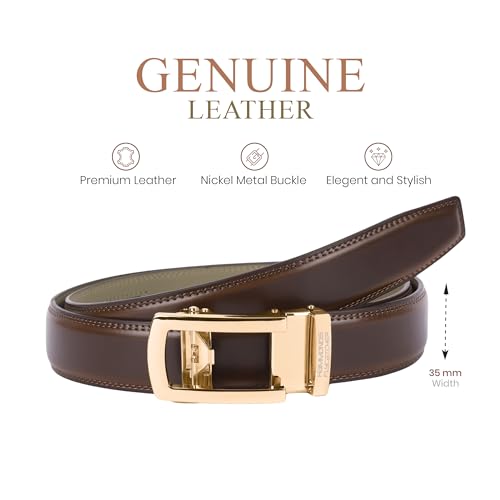 Image of HAMMONDS FLYCATCHER Genuine Leather Belt for Men - Perfect for Formal and Casual Wear - Adjustable Waistband up to 46 Inches - Autolock Belt for Formal and Casual Wear