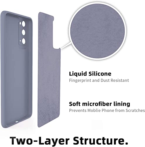 Image of DIZORO Microfiber Candy Case Compatible for Samsung S20 Smooth Touch Cushion Liquid Soft Silicone Gel Rubber Phone Cases Non-Slip Full Body Protective Shockproof Back Cover (Lavender Grey)