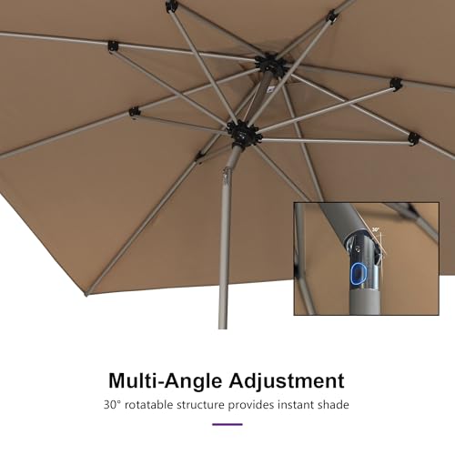 Image of PURPLE LEAF Patio Umbrella 4' x 6' Rectangle Tilt Market Umbrella Taupe