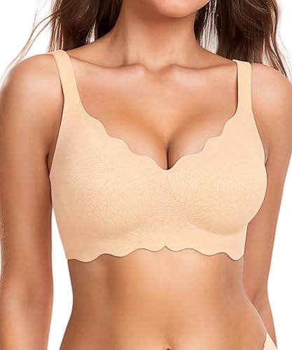 Gailife Scalloped Womens Bras No Underwire Wireless Seamless Bra Push Up Bralette Full Coverage Comfort Raceback Everyday Bra