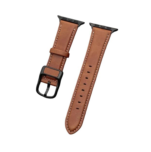 Image of Vintage Leather Compatible Apple Leather Watch Bands for Apple Watch Ultra /Ultra 2 49mm 45mm 44mm 42mm Metal Connector Strap for iWatch Series SE 9 8 7 6 5 4 3