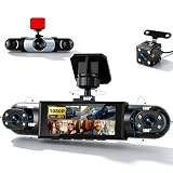 CAMECHO 4 Channel Dash Cam 360° Full Car Coverage Front and Rear Dash Camera 3.16' Screen with 1080P Night Vision & Reversing Aid Loop Recording Plug & Play No WiFi/APP