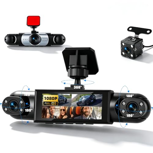 Image of CAMECHO 4 Channel Dash Cam 360° Full Car Coverage Front and Rear Dash Camera 3.16" Screen with 1080P Night Vision & Reversing Aid Loop Recording Plug & Play No WiFi/APP