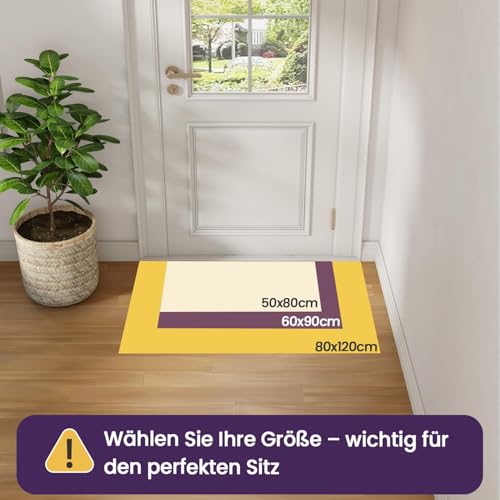 DEXI Fußmatte Innen 60 x 90 cm, rutschfeste Schmutzfangmatte, Maschinenwaschbare Fussmatte, Saugstarke Türmatte, Sauberlaufmatte, Eingangsteppich für Hund, Haustür & Flur, Schwarz-grau