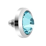 Piercingfaktor Dermal Anchor Piercing Skin Diver Anker Aufsatz Kugel Aufsatzkugel Ball Flach Stecker mit Strass Stein Kristall 4mm Silber Aqua