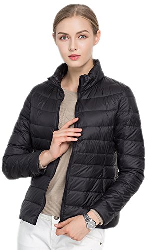 Doudoune ultra légère courte col montant Santimon pour femme en noir taille L