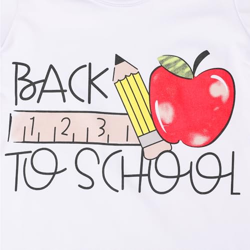Image of Toddler Girls Back to School Pencil Outfits Set Ruffle T-Shirt Dress and Pants Outfit Set 3-8Years