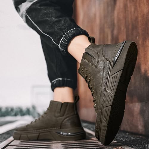Men's Casual Italian High-top Leather Boots Outdoor Lace-up Shock-absorbing Softsole Business Dress Booties Waterproof Non-Slip Chukka Walking Ankle Boots3
