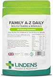 Lindens - Family A-Z Daily Multivitamins and Minerals - 90 Chewables for Adults and Children - UK Made - Tropical Flavour - Healthy Growth, Development & Immune System - Letterbox Friendly, Vegan