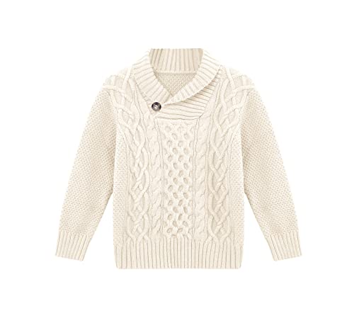 Makkrom Toddler Pullover Sweaters Shawl Collar Cable Knit Sweaters Long Sleeve Warm Outwear Spring Fall Winter