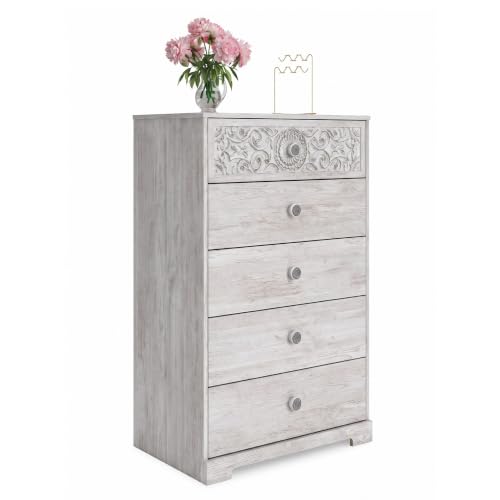 Signature Design by Ashley Paxberry 5 Drawer Chest of Drawers, Whitewash - image 1