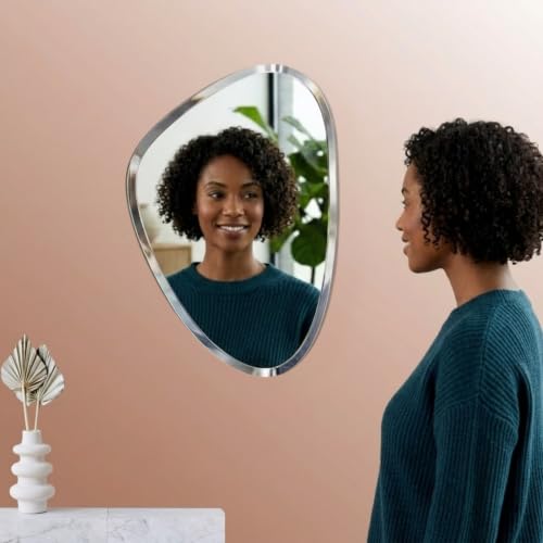 Image of Creative Arts n Frames 14x20 inch 5mm Thick Beveled Smooth Edges Frameless Wall Mount HD Mirror Home Office Hotel Decor for Living Restroom Bedroom Bathroom (Irregular Shape 14x20 inch HD Mirror.)