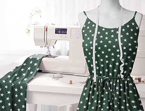 Image of Soimoi Green Viscose Chiffon Fabric Stars Star Printed Craft Fabric by The Meter 42 Inch Wide