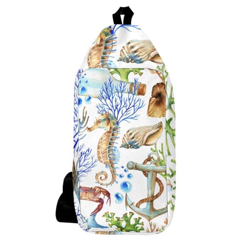 Sac à dos à bandoulière multicolore homme femme ancre coquillages