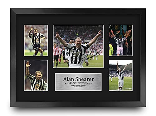 Alan Shearer Magpies cadre A3 avec photo imprimée et autographe signé pour fans
