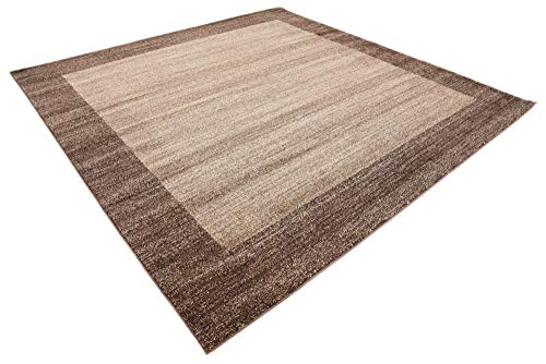 Image of Unique Loom Del Mar Collection Area Rug - Abigail (7' 10 inch Square, Light Brown / Beige)