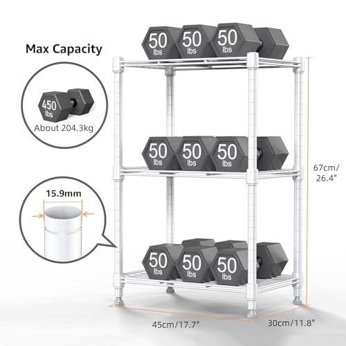 Image of M MZG 450 lbs Wire Storage Shelving 3-Tier Utility Shelving Unit Steel Organizer Wire Rack for Home,Kitchen,Office,White (11.8 inch D x 17.7 inch W x 26.4 inch H)