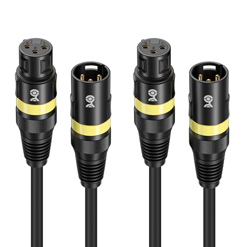 Cable Matters 2-Pack 22AWG Stage Light DMX Cable 25ft / 7.6m with 3-Pin XLR Connector, 3 Pin XLR Male to Female DMX Lighting Cable