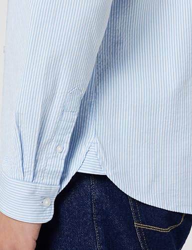 Image of THE BEAR HOUSE Men's Cotton Striped Slim Fit Casual Shirt