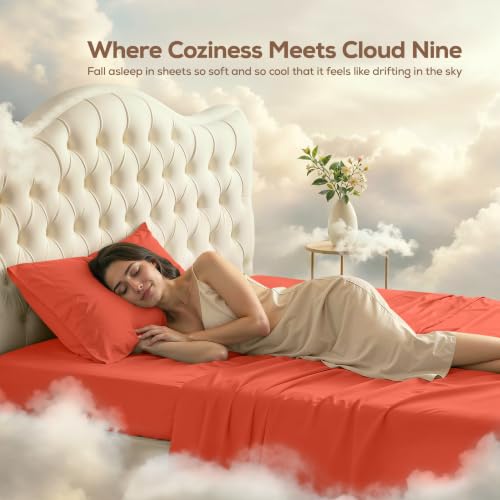Image of Utopia Bedding Twin Sheet Set - 3 Piece Bed Sheets for Twin Size Bed, Soft and Breathable Microfiber, Includes 1 Fitted Sheet, 1 Flat Sheet and 1 Pillowcase - Oeko Tex (Coral)