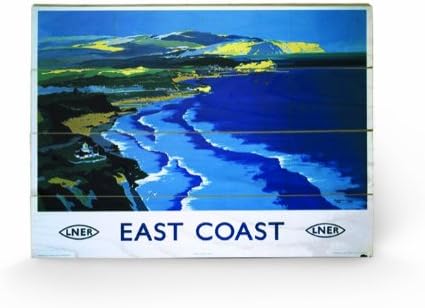 Pyramid International East Coast Wooden Wall Art, multicoloured, 45 x 76 cm