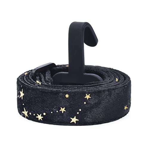 Image of CLOUDMUSIC Ukulele Strap Clip On No Drill J Hook For Soprano Concert Tenor Baritone With Hawaiian Colorful Floral Pattern (Stars Black)