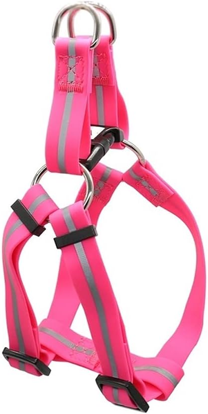 Lckj 屋外の防水犬のハーネス反射ペット胸部ストラップ調節可能なバックルドッグハーネスベスト4色 未使用品 緑 ピンク オレンジ Color Pink Size Large