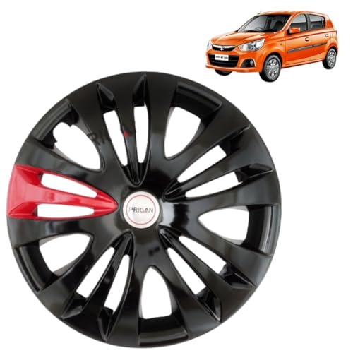 Image of Prigan Alto K10 Black Red Wheel Cover 13 inch for Alto K10 (Set of 4 Pcs) (Press Fitting) Model- Ertiga Black Red 13