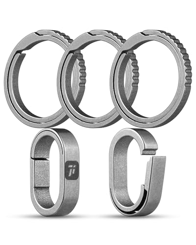 FEGVE Titanium Mini Key Chain Ring with 3 0.86in Titanium