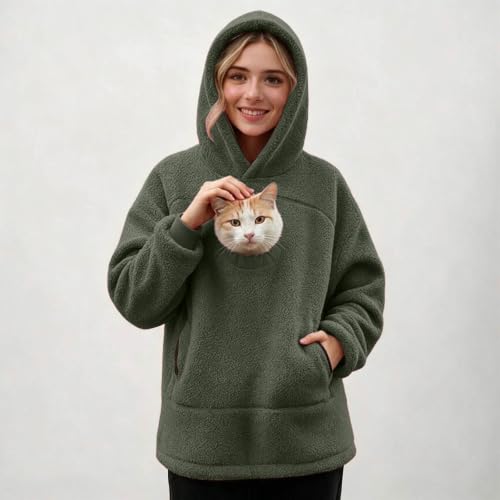 Cat Hoodie With Pouch, Unisex Zipper Kangaroo Pocket Pet Carrier Hoodies - image 3