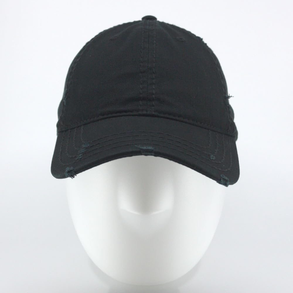 The Vintage Year Plain Washed Cotton Twill Distressed Low Profile Adjustable Baseball Cap - Image 2