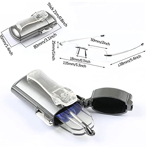 Klappbare Lesebrille mit Etui, für Männer und Frauen, tragbar, schlank, stilvoll, blaues Licht blockierend, schlanker Taschenleser (Größe: 3,0 x)