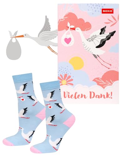 soxo Hebamme Lustige Socken Damen Bunte Damensocken Lange Baumwollsocken Socks Women 35-40 Rosa