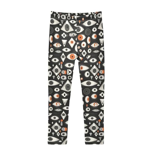 Black and White Evil Eyes Kids Baby Girls Athletic Leggings Comfortable Full Length Lounge Pants Exercise