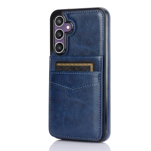TIANDAFEIJIUB Etui na telefon Samsung Galaxy S23 FE skóra PU retro odporne na wstrząsy etui na telefon etui z klapką etui na telefon miękki TPU twardy PC mieszane etui ochronne (niebieski)