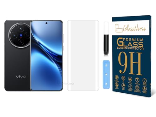 Image of GlassVerse Vivo X200 UV Tempered Glass Screen Protector. Pack Of 1 | 3D Curved Edge | 9H Hardness | Full UV Glue with UV Light | Anti-Scratch | Case Friendly | HD Clear. (6.67 Inches)