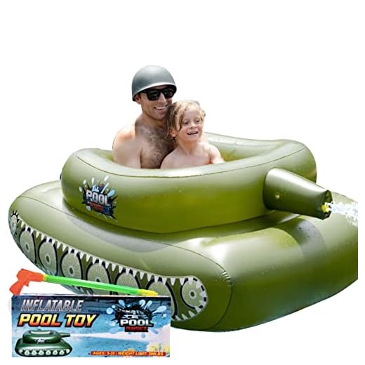 The Original Pool Punisher Inflatable Pool Float - Inflatable Tank Floatie w/Functional Pump-Action Water Cannon - Blast Water up to 50 ft! - Durable Inflatable Pool Floats for Adults & Kids Ages 5+