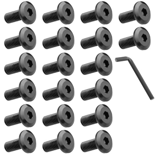 HOTUT 20 tornillos de cabeza interior M8, tornillos hexagonales negros con llave interna, tornillos de cilindro, roscas completas, juego de tornillos de rosca interior