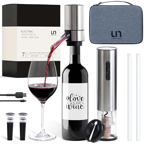 Electric Wine Opener Set - Wine Bottle Opener Kit with Rechargeable Corkscrew & Battery-Operated Aerator - Automatic Wine Bottles Cork Screw Opener Cover