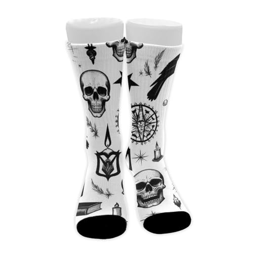 Meaudiwes Leisure Sports Climbing Walking Socks Breathable Non Slip Socks Fashion Dress Decor Gothic Trippy Moon Skull Dark Black Cat Witch Magic Spirit Board