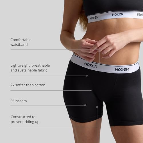 Image of Woxer Boxer Shorts for Women - 5 inch Baller Boy Shorts Underwear, Soft Modal, Chafe Free - Breathable & Moisture-Wicking
