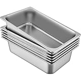 Mophorn Hotel Pan Full Size 6-Inch, Steam Table Pan 6 Pack, 22 Gauge/0.8mm Thick Stainless Steel Full Size Hotel Pan Anti Jam Steam Table Pan