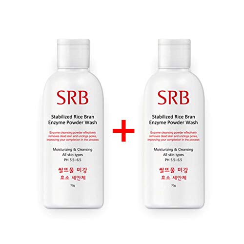 Korean Beauty (SRB1+1) Rice Bran Enzyme Powder Face Wash and Scrub, Cleanses, Exfoliates