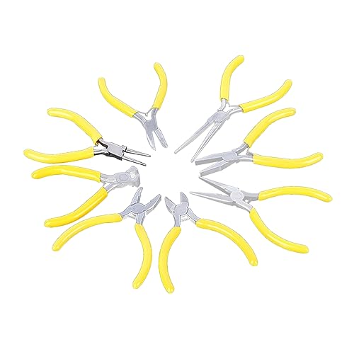 HOMSFOU 5-inch Mini Pliers Set 8 Pieces Steel Needle-nose Bent Nose Soft Jaw Insulated Pliers for Jewelry Repair