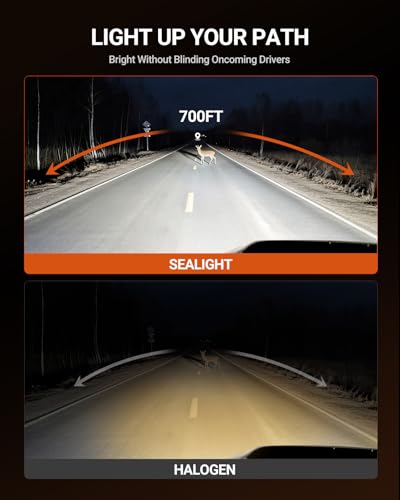 Image of SEALIGHT H4 LED Bulbs, 96000LM Super Brighter, 6500K Cool White 9003 Driving Light Bulbs, 1:1 Size S6-Pro HB2 9003 Fog Light, IP68 With Cooling Fan, Plug and Play, Pack of 2
