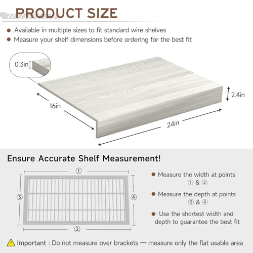 Homesprit Wooden Wire Shelf Covers for Pantry & Closet – Wire Rack Covers for Shelves, Durable Wood Shelf Covers for Kitchen, Laundry Room, Storage Organization(White Oak,24in*16in) by Homesprit - Image 2