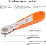 Magnetic Screwdriver, 1/4" Mini Ratchet Wrench, PH2 Screwdriver Bits with 1/4-Inch Drive High Torque Offset Reversible Mini Ratcheting Offset Screwdriver