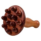 Healeved Holz Massagerolle für Bauchmassage Meridian Körperbürste aus Sandelholz mit 12 Zähnen Manuelles Massagegerät für Ganzkörper Entspannung und Verdauungsförderung