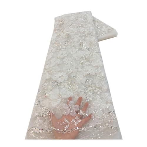 Tissu à paillettes de fleurs pour robe de mariée et bricolage créatif