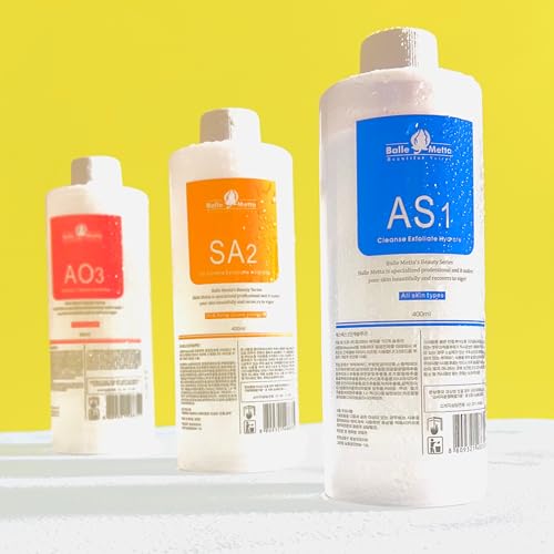 BRÜUN Hydrogen Oxygen Facial Machine Serums for Facial Cleansing – A Pack of 400ml 3 Aqua Peeling Solution AS1, SA2, and AO3 –Skin Care Hydra Solution for Vacuum face Cleaning Jet for Home and Spa - Image 5